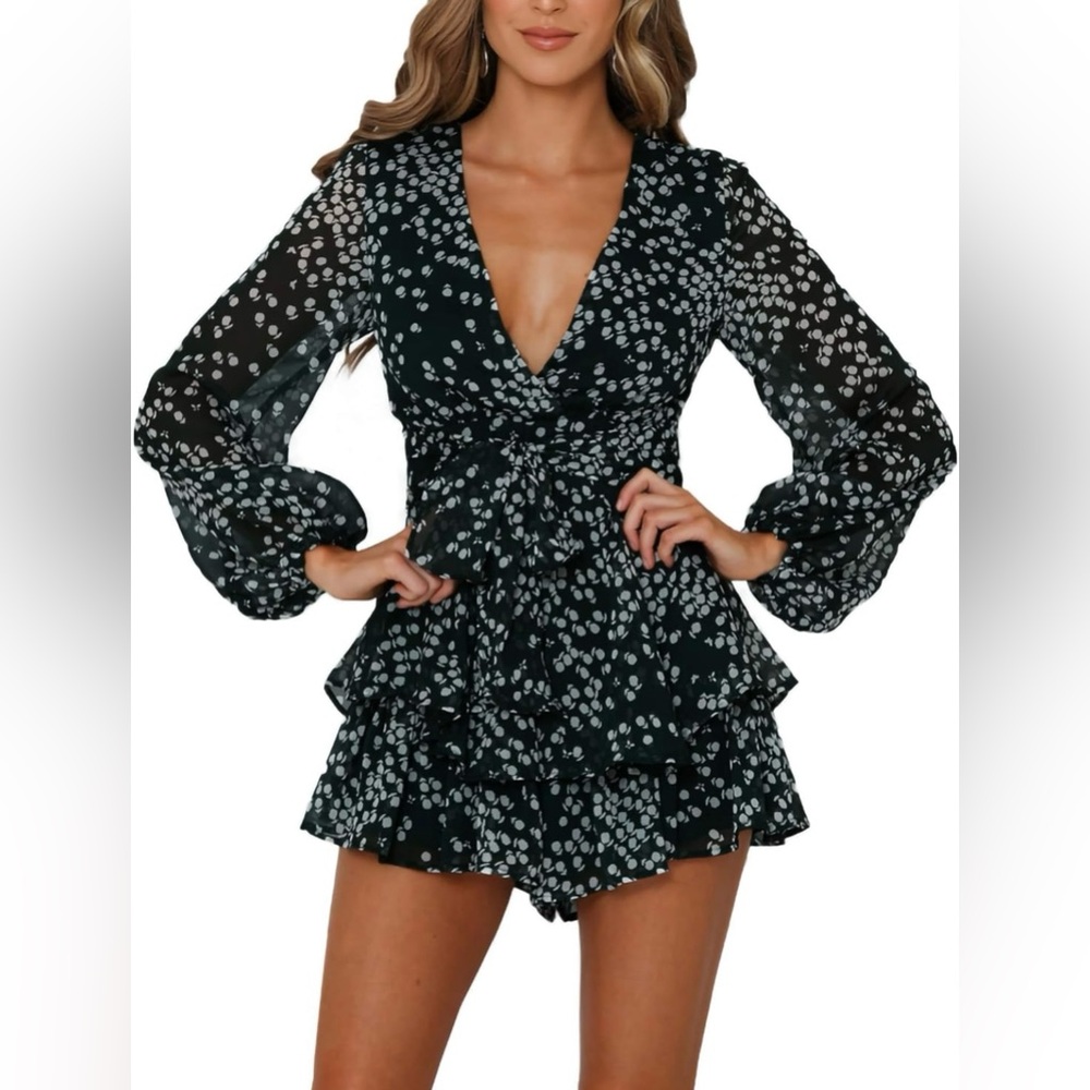 Black and White Dots Romper